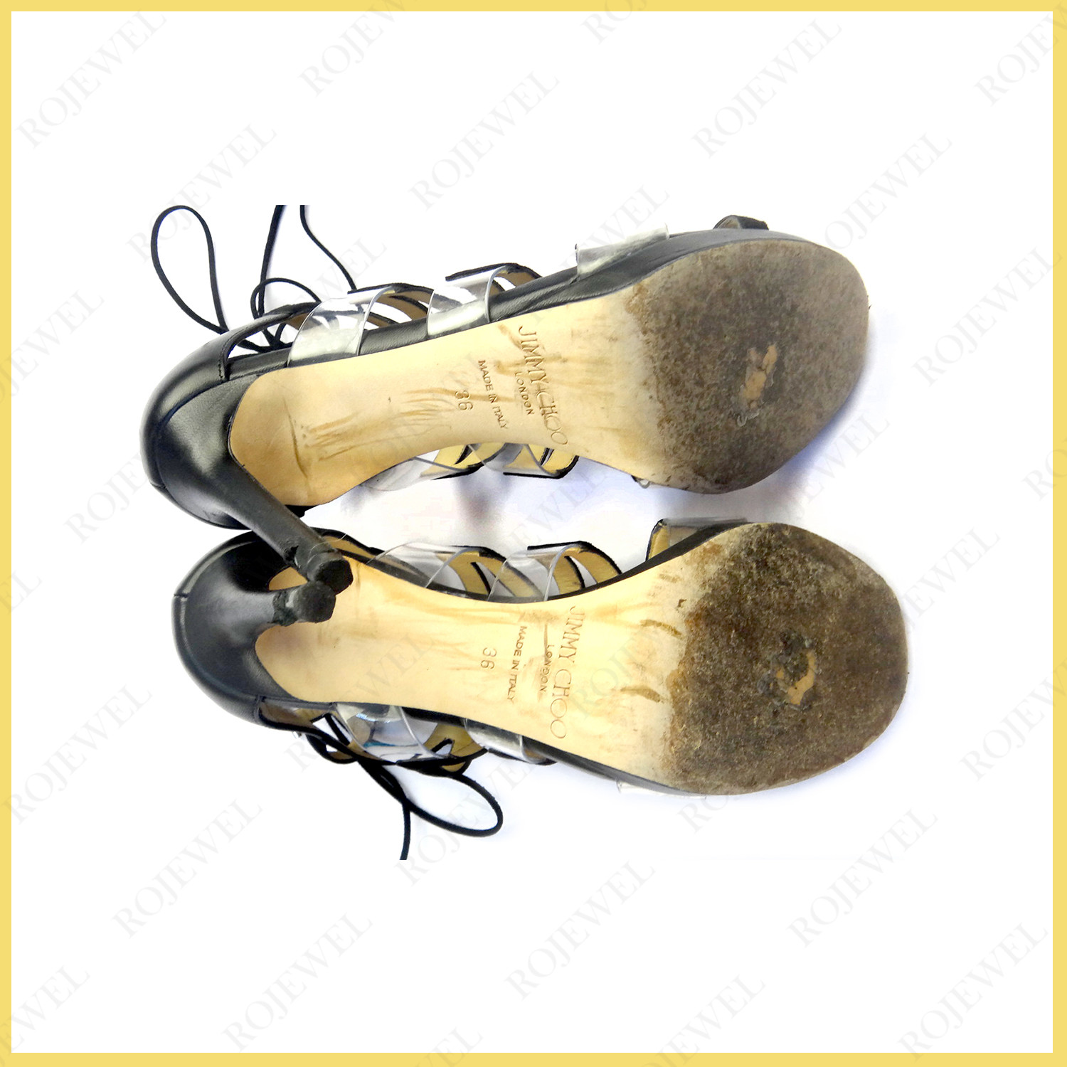 周仰杰（Jimmychoo）鞋子補色覆底前后對比